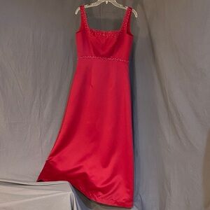 Red B2 Gown with rhinestone detailing